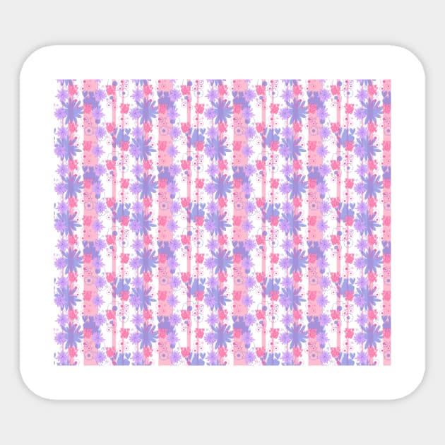 Pink Striped Floral Pattern Sticker by saradaboru